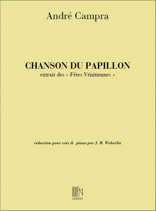 Chanson du papillon, extrait de Fêtes venitiennes, pour soprano et piano