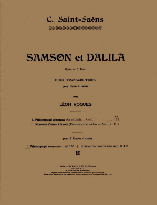 Samson et Dalila nº 6, pour 2 pianos. 9790044038862