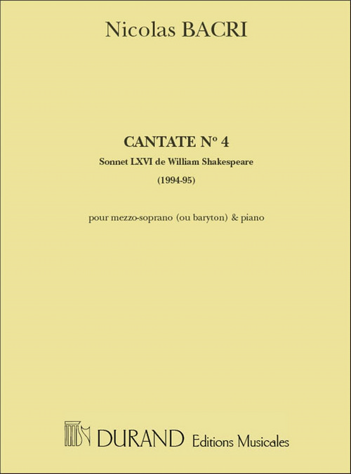 Cantate, Op. 44, nº 4, pour mezzosoprano ou baryton et piano. 9790044072132