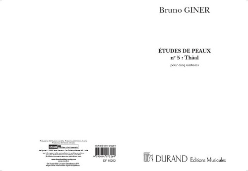Étude de peaux nº 5: Thaal, pour 5 timbales. 9790044073269 Étude de peaux nº 5: Thaal, pour 5 timbales. 9790044073269