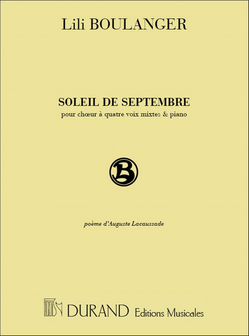 Soleils de septembre, pour choeur à quatre voix mixtes et piano