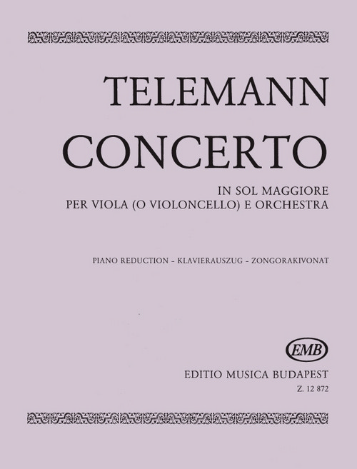 Concerto in sol maggiore per viola ( o violoncello) e orchestra, Piano Reduction