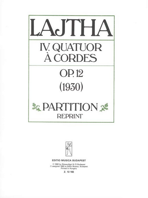 IV Quatuor à cordes, op. 12, partition