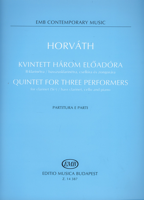 Quintet for three performers, for clarinet (Sib) or bass clarinet, cello and piano, partitura e parti