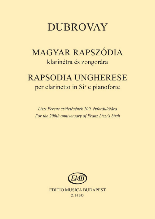 Rapsodia ungherese, for Clarinet and Piano