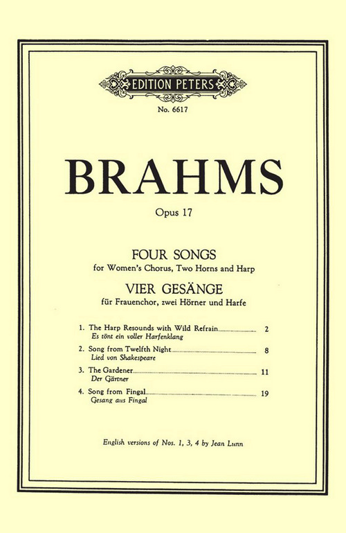 Four Songs Op. 17, SSA, 2 Horns and Harp, Score