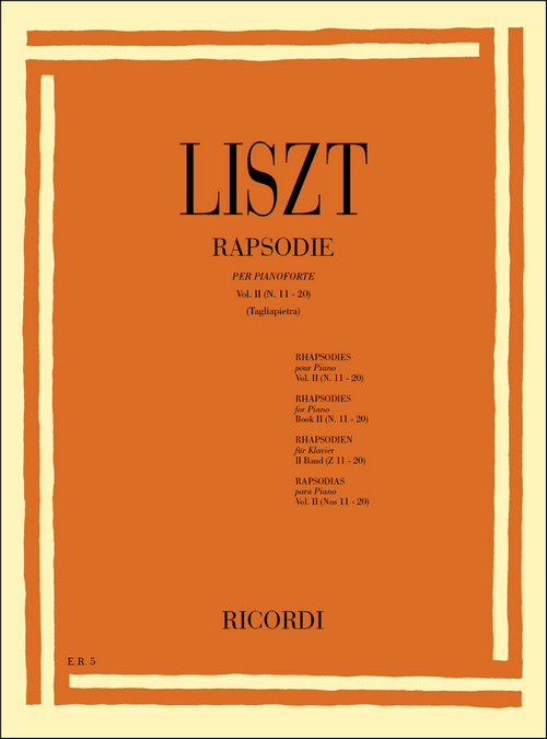 19 Rapsodie Ungheresi, 1 Rapsodia Spagnola, Vol. II (n. 11-20), per Pianoforte