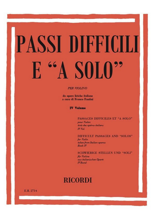 Passi Difficili e a Solo da Opere Liriche Italiane, per Violino, Volume IV
