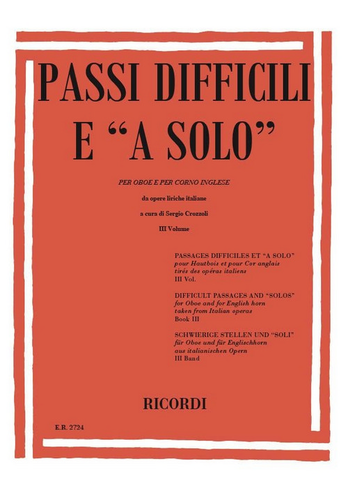 Passi Difficili e a Solo da Opere Liriche Italiane, per Oboe e per Corno Inglese