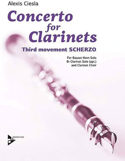 Concerto for Clarinets: III. Scherzo, for Basset Horn Solo, Bb Clarinet Solo (opt.) and Clarinet Choir, Score and parts