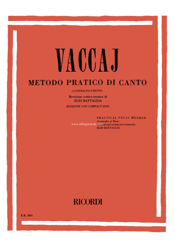 Metodo pratico di canto (Contralto o Basso). 9790041828923