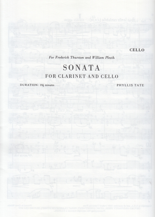 Sonata for clarinet and cello. Cello part. 9780193590076