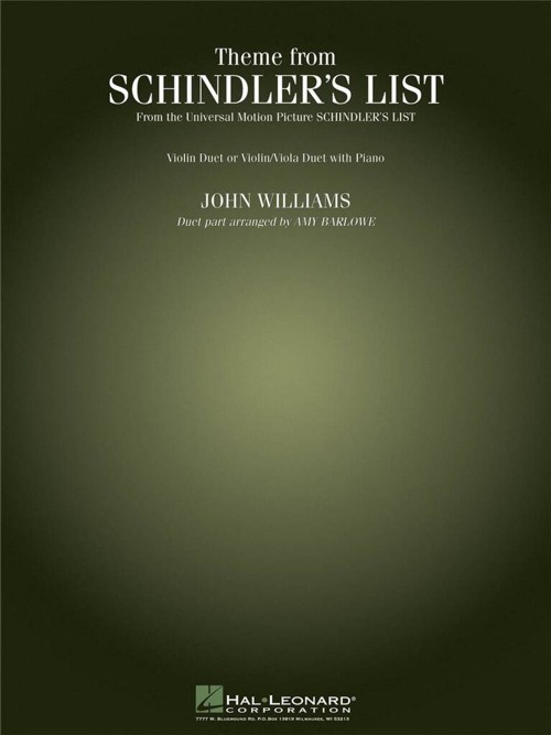 Theme from Schindler's List, for Violin and Viola (or Violin Duet) with Piano