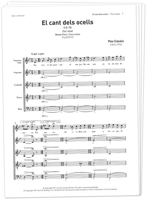El cant dels ocells, para coro mixto (pack de 20 partituras)