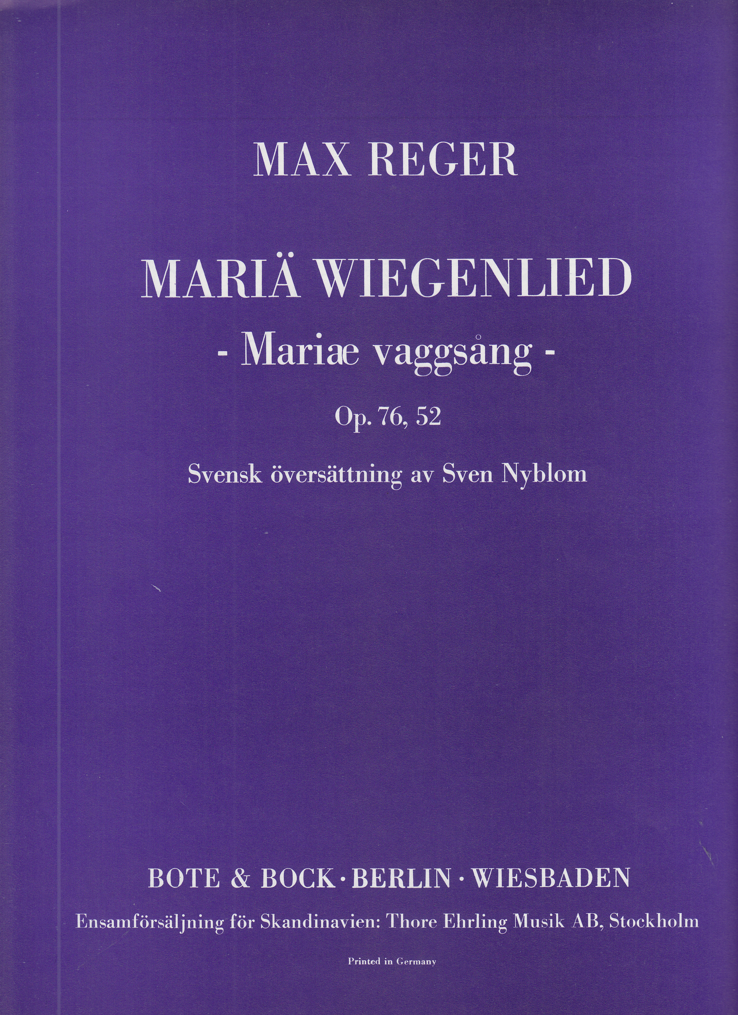 Mariä Wiegenlied, op. 76 Nr. 52, für mittlere Singstimme und Klavier