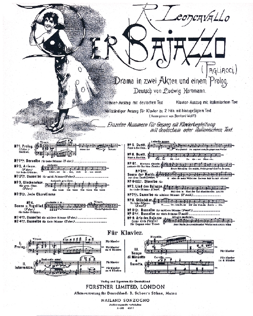 Silvio, zu dieser Stunde, Duett Nedda - Silvio aus Der Bajazzo, for Soprano, Baritone and Piano