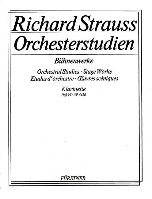 Orchesterstudien aus seinen Bühnenwerken: Klarinette Vol. 6, Guntram - Feuersnot - Salome - Der Rosenkavalier, for Bass-Clarinet, Clarinet II, Bassethorn