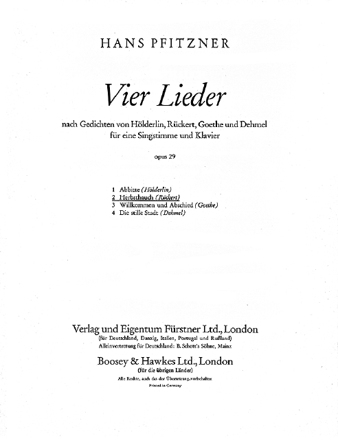 4 Lieder op. 29, Nr. 2 Herbsthauch Herz nun so alt, for medium voice and piano