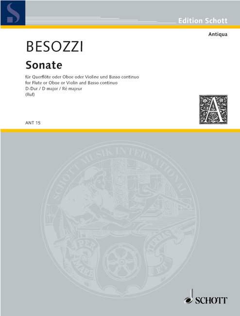Sonata D major, Oboe (Flöte, Violine) und Basso continuo (Cembalo, Klavier, Violoncello (Viola da gamba) ad libitum