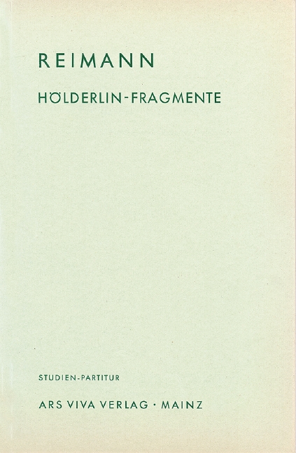 Hölderlin-Fragmente, for Soprano and Orchestra, Study score