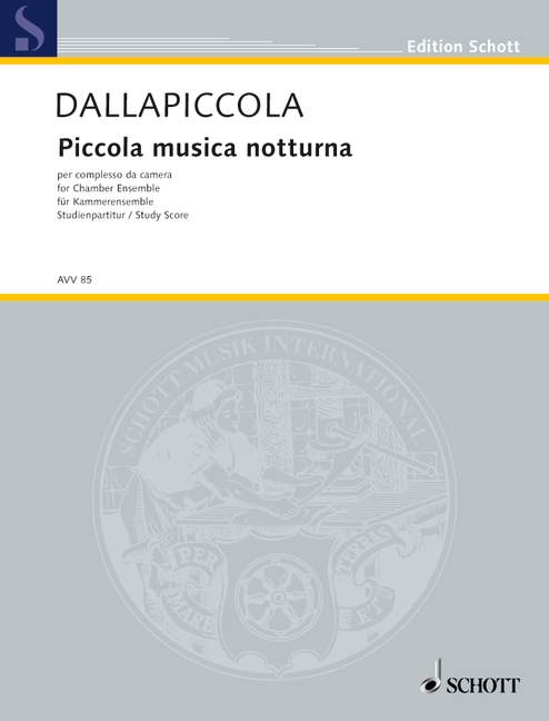 Piccola musica notturna, Pantomimischer Tanz nach einem Gedicht von Manuel Machado, for Chamber Orchestra, Score. 9783920045023 Piccola musica notturna, Pantomimischer Tanz nach einem Gedicht von Manuel Machado, for Chamber Orchestra, Score. 9783920045023