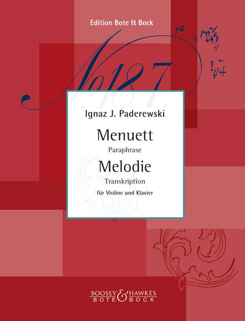Menuet and Melody op. 14/1, op.16/2, Paraphrase / Transcription, for violin and piano