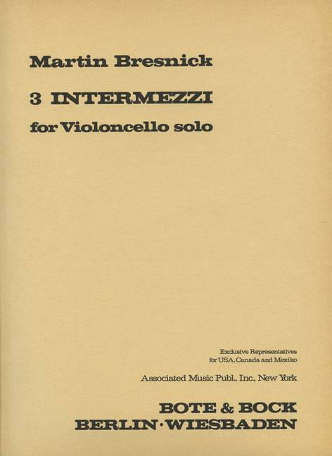 Three Intermezzi, for cello