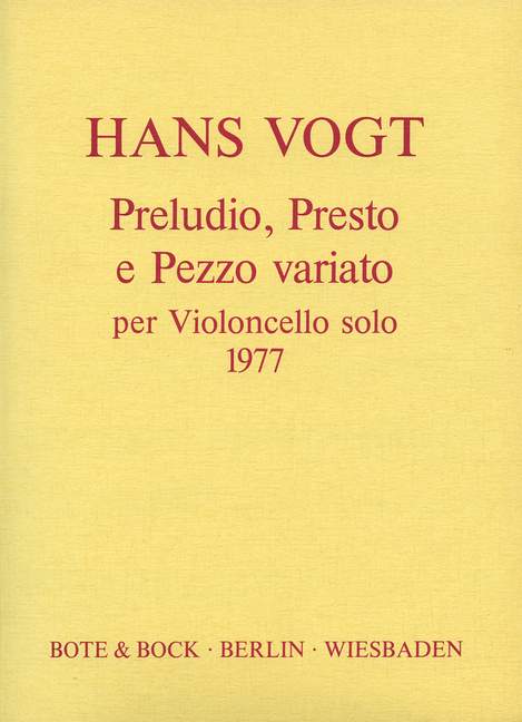 Preludio, Presto e Pezzo variato, for cello