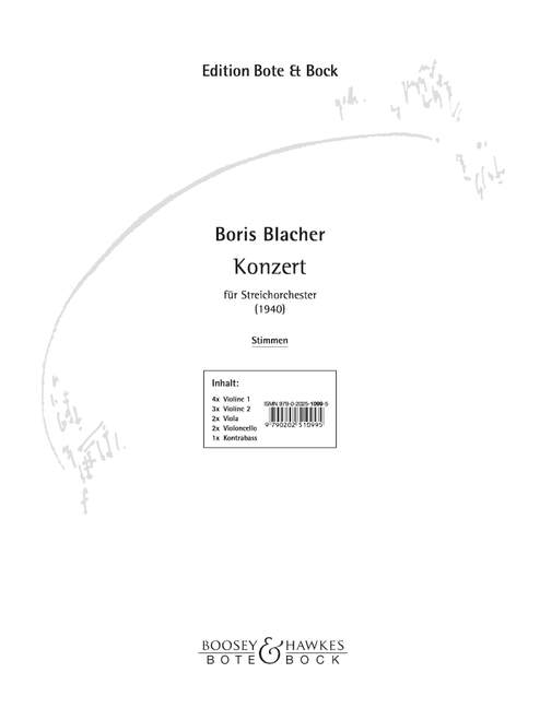 Concerto, for String Orchestra, Set of string parts