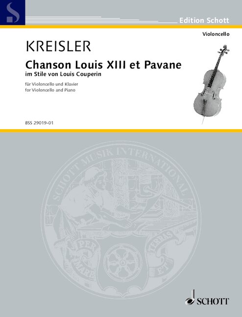Chanson Louis XIII et Pavane, im Stile von Louis Couperin, for cello and piano