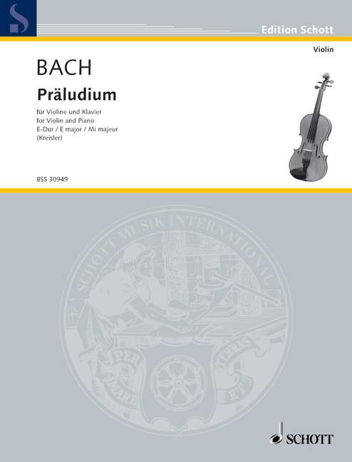 Prelude E Major BWV 1006 No. 1, for violin and piano