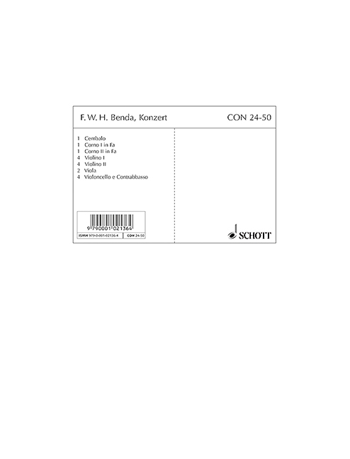 Concerto F Major, früher Georg Benda zugeschrieben, for 2 Hörner ad libitum, Set of parts