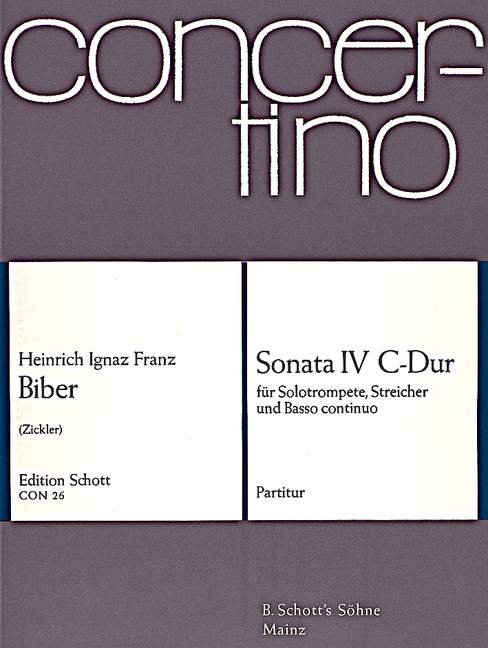 Sonata No. 4 C major, for solo-trumpet, strings and basso continuo, Score