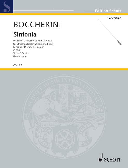 Sinfonie G 500, D major, for string orchestra and 2 horns in D ad libitum, Score