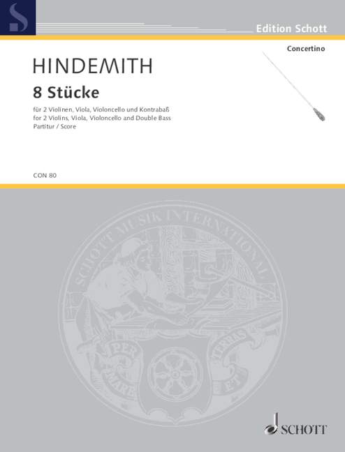 Eight Pieces op. 44/3, für zwei Violinen, Viola, Violoncello und Kontrabass, for 2 violins, viola, cello and double bass, Score