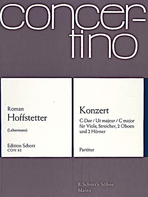 Concerto C Major, for viola, strings, 2 oboes and 2 horns in C, Score