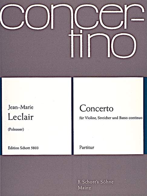 Concerto Bb Major op. 10/1, for violin, strings and basso continuo, Score