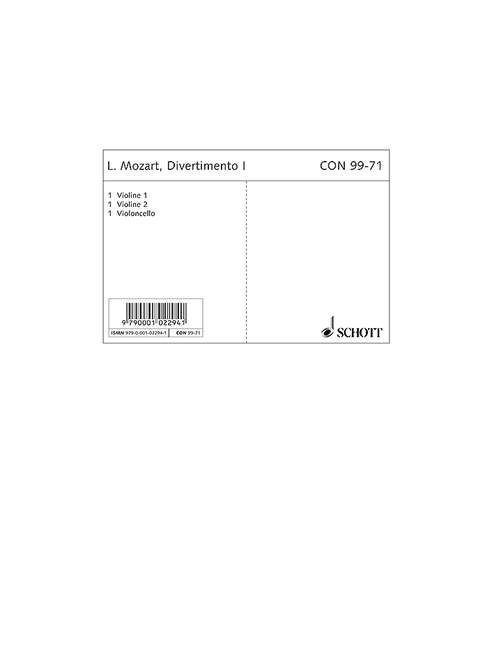Divertimento I, for 2 violins and cello, Set of parts