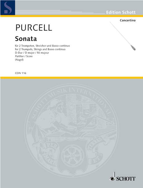 Sonata D major, for 2 trumpets (oboe and trumpet), strings and basso continuo, Score