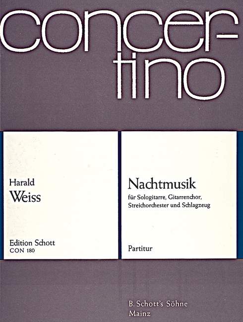Night music, for sologuitar, guitar ensemble, string orchestra and percussion, Score