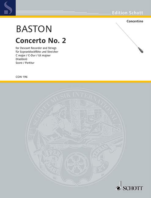 Concerto No. 2 C Major, for descant recorder, strings and basso continuo, Score