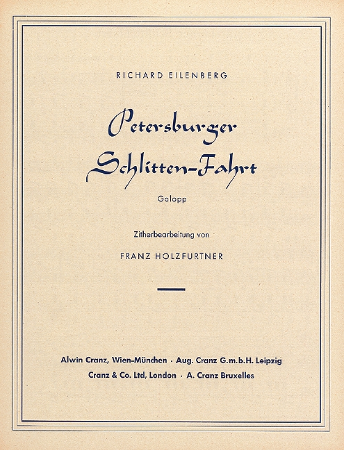 Petersburger Schlittenfahrt op. 57, Galopp, for zither
