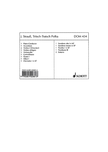 Tritsch-Tratsch Polka op. 214, for salon orchestra, Piano conductor and parts