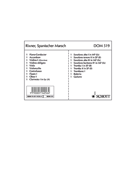 Spanish March, aus der Suite Frohes Wochenend, for salon orchestra, Set of parts