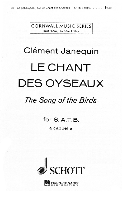 Le Chant des Oyseaux, Réveillez vous cueurs endormis - Chanson, for mixed choir (SATB), Choral score