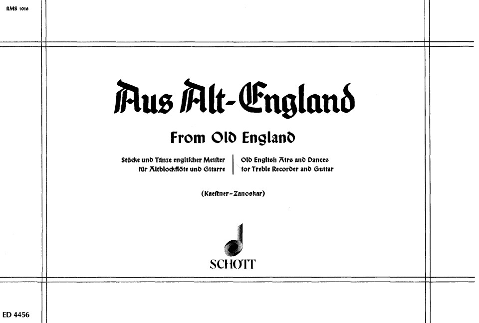 From Old England, Old English Airs and Dances, for treble recorder and guitar, Performing score