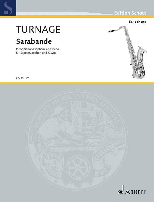 Sarabande, for soprano saxophone and piano, Score and part