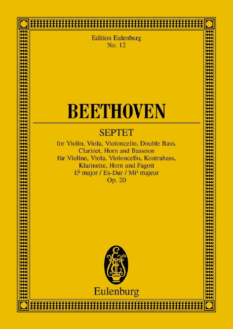 Septet Eb major op. 20, for violin, viola, cello, double bass, clarinet, horn and bassoon, Study score