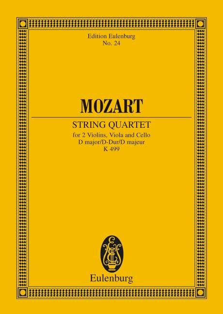 Strinq Quartet D major KV 499, for 2 Violins, Viola and Cello, Study score