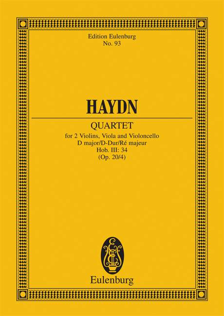 String Quartet D major op. 20/4 Hob. III: 34, Sun Quartets No. 4, Study score